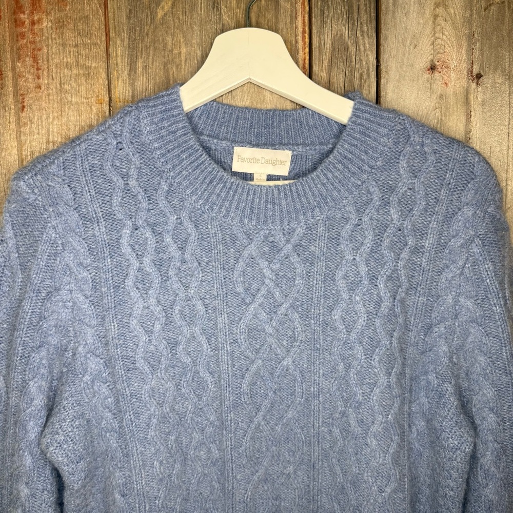 Favorite Daughter Wool and Cashmere Blend Cable Knit Sweater Light Blue size S - Picture 3 of 12